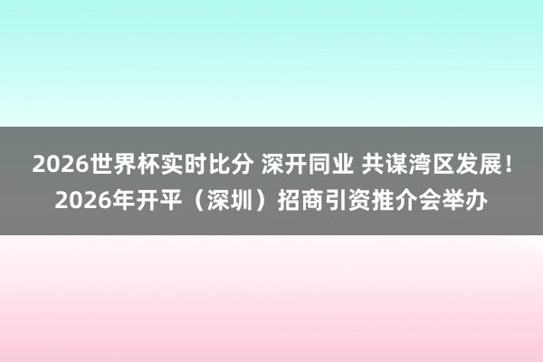 2026世界杯实时比分 深开同业 共谋湾区发展！2026年开平（深圳）招商引资推介会举办