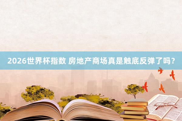 2026世界杯指数 房地产商场真是触底反弹了吗？
