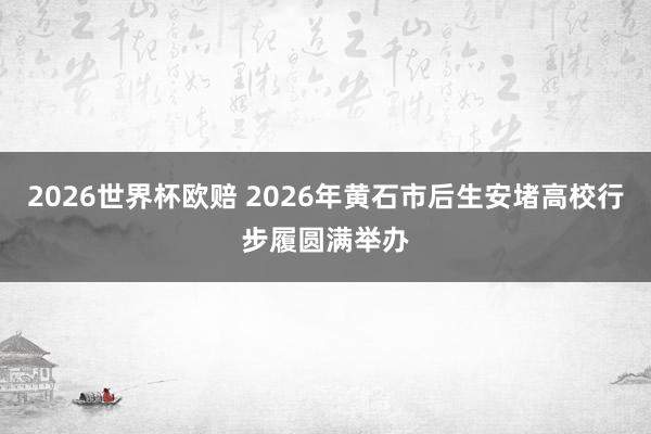 2026世界杯欧赔 2026年黄石市后生安堵高校行步履圆满举办