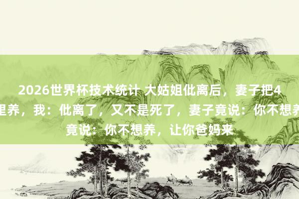 2026世界杯技术统计 大姑姐仳离后，妻子把4个外甥接回屋里养，我：仳离了，又不是死了，妻子竟说：你不想养，让你爸妈来