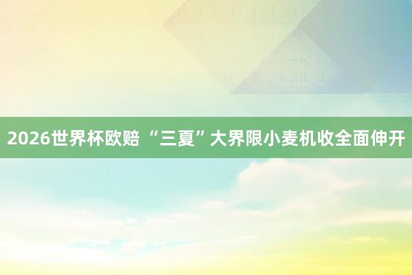 2026世界杯欧赔 “三夏”大界限小麦机收全面伸开