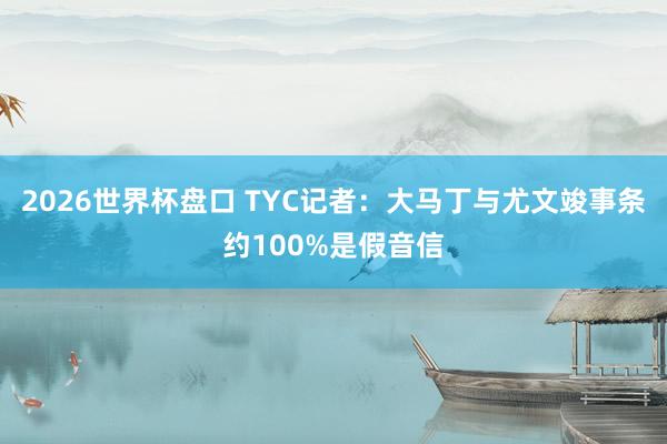 2026世界杯盘口 TYC记者：大马丁与尤文竣事条约100%是假音信