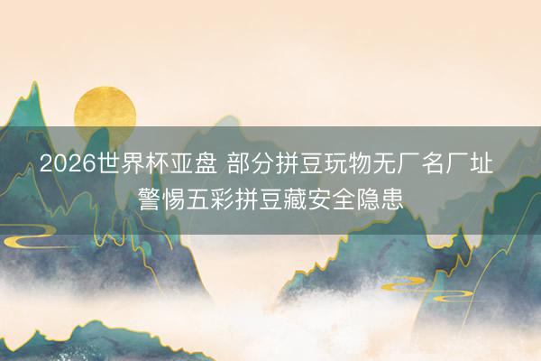 2026世界杯亚盘 部分拼豆玩物无厂名厂址 警惕五彩拼豆藏安全隐患