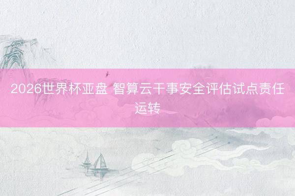 2026世界杯亚盘 智算云干事安全评估试点责任运转