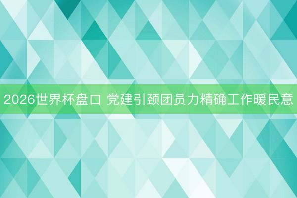 2026世界杯盘口 党建引颈团员力精确工作暖民意