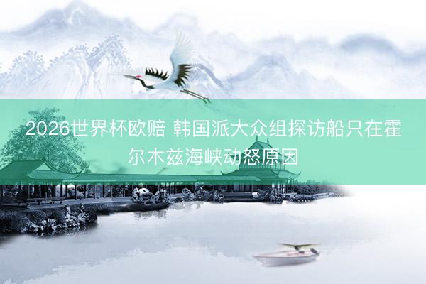 2026世界杯欧赔 韩国派大众组探访船只在霍尔木兹海峡动怒原因